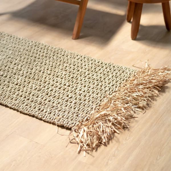 Rootz Seagrass Tæppe med kvaster 120x60 cm Vævet Boho Tæppe lavet af Seagrass BARA