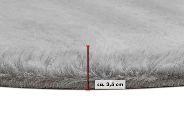 Matta - under matta Andiamo - 702346 - Mjuk långhårig matta imiterad lammskinn Vanlig grå, polyester, 80 cm rund