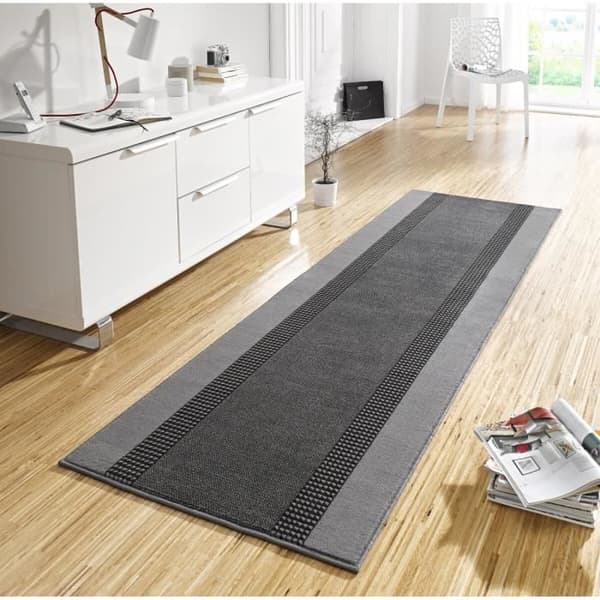 Modern matta - Unicolor Basic - Grå - Rektangulär - Syntet - 80 cm