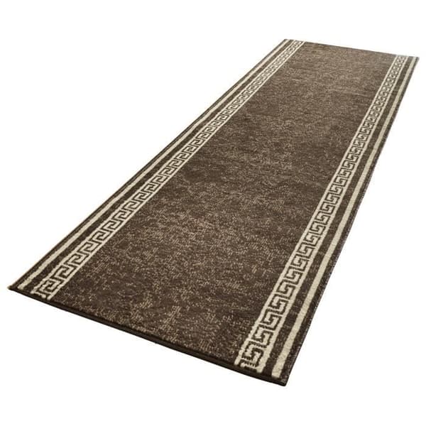 Modern och geometrisk basmatta, brun, 80x350 C449-470209