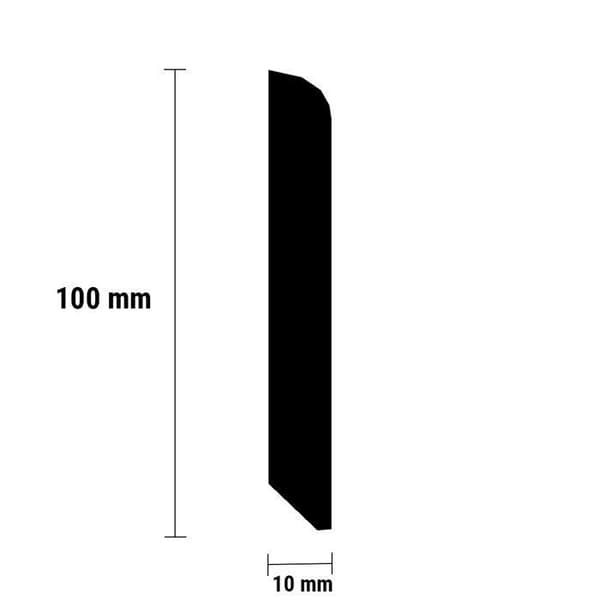 PROVISTON Sockel 10 x 100 x 2000 mm MDF Förbehandlad Rundad sockel, paket med 5