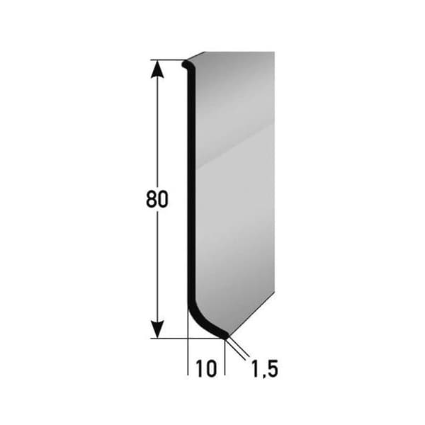 PROVISTON Plint Alu 10 x 80 x 2500 mm Vattentålig Silver Självhäftande