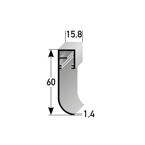 PROVISTON Ljus Plint metall 15.8 x 60 x 2500 mm LED Plint aluminium oöppnad silver Indirekt belysning