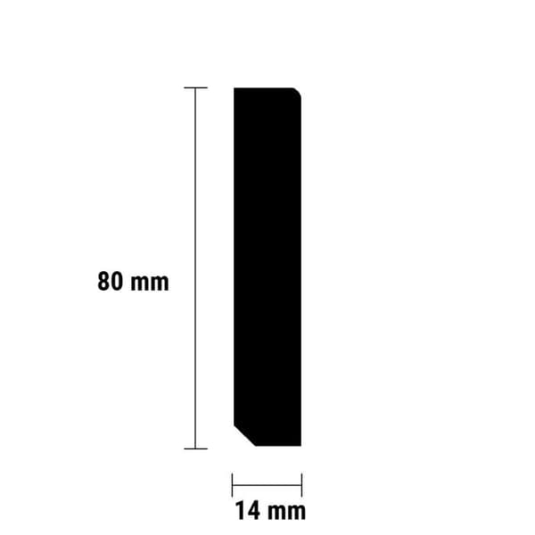 PROVISTON Sockel 14 x 80 x 2400 mm MDF belagd Fyrkantig sockel med rundad kant, paket om 5