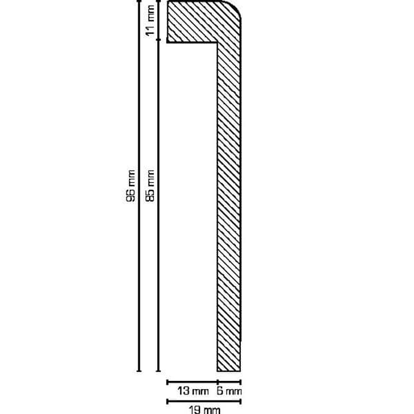 PROVISTON Kakelskiva upp till 85 mm Höjd 19 x 96 x 2500 mm Krämbelagd MDF-kärna 25 meter | 10 stycken