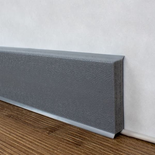 PROVISTON PVC-sockel 12 x 60 x 2500 mm Grå PVC-sockel i styvt skum med tonad flexibel läpp 12,5 meter | 5 stycken