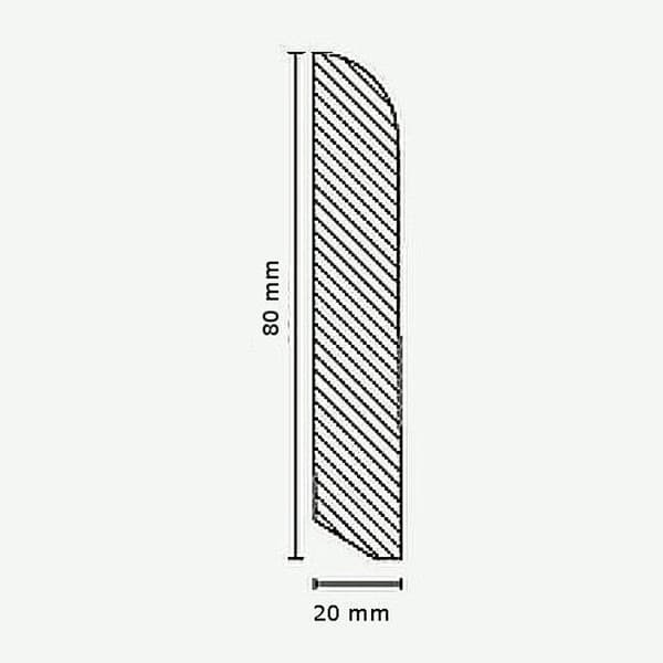 PROVISTON Sockel i massivt trä 20 x 80 x falllängder upp till ca 2400 mm Vit 60 meter | 25 stycken