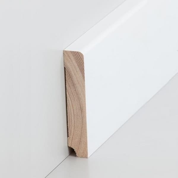 PROVISTON Massiv träsockel 13 x 60 x 2500 mm Vit att limma, klippa, skruva &amp; spik 25 meter | 10 stycken