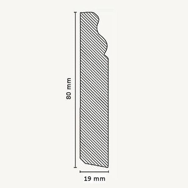 PROVISTON Formgjutna sockel 19 x 80 x 2500 mm Vit massivträ Klassisk sockel 12,5 meter | 5 stycken