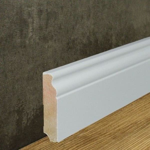 PROVISTON Formgjutna sockel 19 x 80 x 2500 mm Vit massivt trä Klassisk sockel 25 meter | 10 stycken
