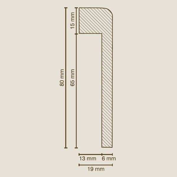 PROVISTON Sockel för kakel Upp till 65 mm hög 19 x 80 x 2500 mm Vitbelagd MDF-kärna 12,5 meter | 5 stycken