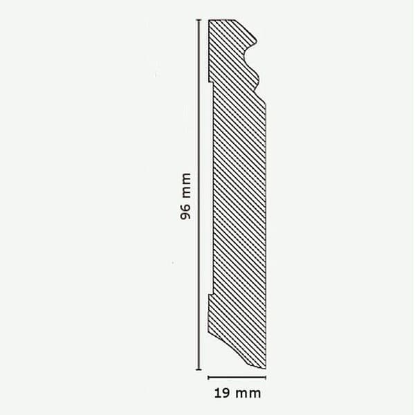 PROVISTON Formgjuten sockel 19 x 96 x 2500 mm Vitbelagd MDF-kärna Klassisk sockel 12,5 meter | 5 stycken