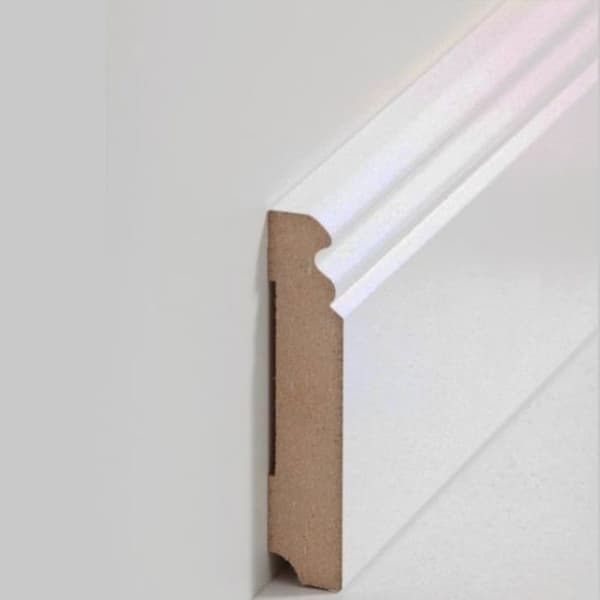 PROVISTON Formgjuten sockel 19 x 96 x 2500 mm Vitbelagd MDF-kärna Klassisk sockel 12,5 meter | 5 stycken