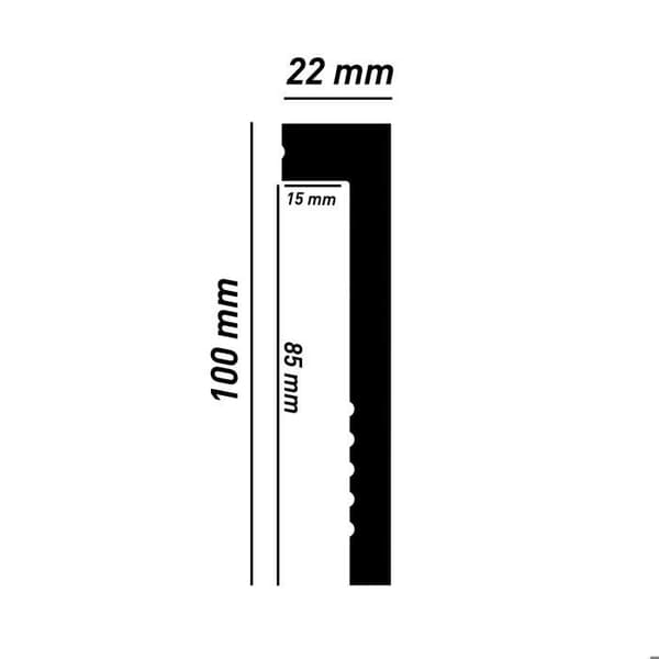 PROVISTON PVC Sockel Vit | 22 x 100 x 2000 mm Modern Sockel Skarpa Kanter