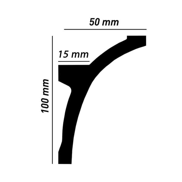 PROVISTON Taklist i vit polymer | 50 x 100 x 2000 mm Ljuslist för taket