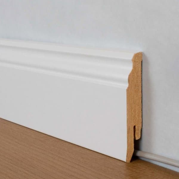 PROVISTON Formgjuten sockel 16 x 80 x 2500 mm Vitbelagd MDF 12,5 meter | 5 stycken