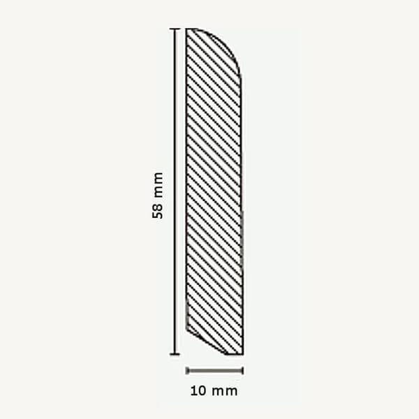 PROVISTON Sockel nr 406 i massivt trä 10 x 58 x 2400 mm Ek att limma, skruva &amp; spika 60 meter | 25 stycken