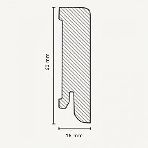 PROVISTON Sockel nr 509 i fanerat trä 16 x 60 x 2500 mm Vit 25 meter | 10 stycken
