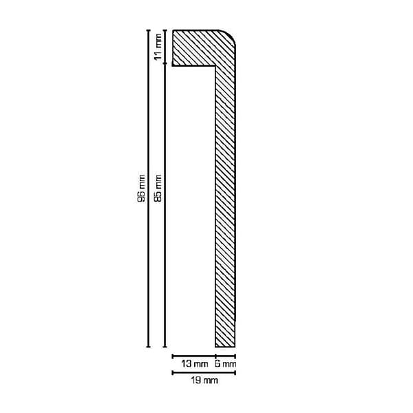 Baguette för täckning av kakel Upp till 85 mm H 19 x 96 x 2500 mm MDF svart av PROVISTON