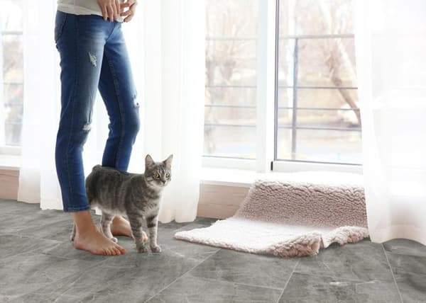 FLOORNOVO - Clip-on kakel - 600 x 294 x 9 mm - Limestone Stone Grey Marble 3 ultramat kakel - Ny Clip-on kakel
