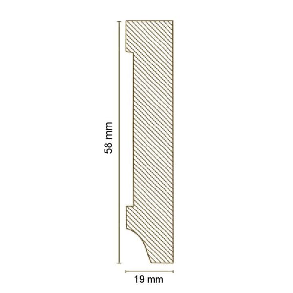 PROVISTON Sockel nr 397 MDF 19 x 58 x 2500 mm Vit att limma, skruva &amp; spika Belagd MDF-kärna 62,5 meter | 25 stycken