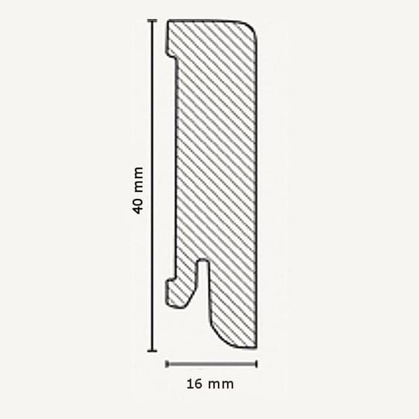 PROVISTON Sockel nr 66 MDF 16 x 40 x 2500 mm Vit att limma, klämma, skruva &amp; spika Belagd MDF-kärna 62,5 meter | 25 stycken