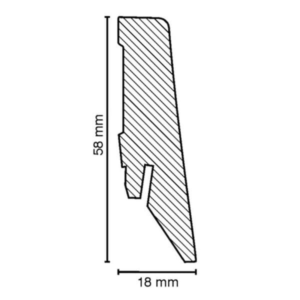 PROVISTON Sockel nr 220 MDF 18 x 58 x 2500 mm ek för att limma, klämma, skruva & spika Belagd MDF-kärna 62,5 meter | 25 stycken