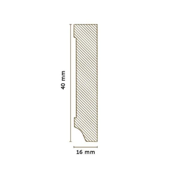 PROVISTON Sockel nr 204 MDF 16 x 40 x 2500 mm Vit att limma, klämma, skruva & spika Belagd MDF-kärna 62,5 meter | 25 stycken