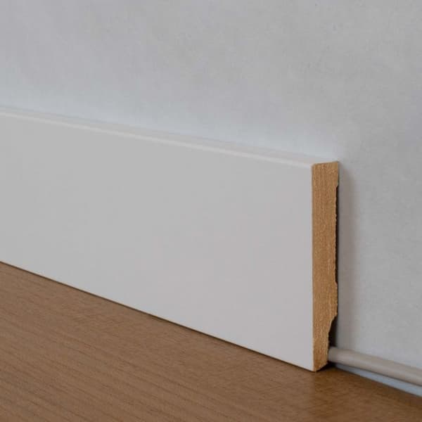 PROVISTON Sockel nr 58 MDF 10 x 58 x 2500 mm vit att limma, skruva &amp; spika Belagd MDF-kärna 12,5 meter | 5 stycken