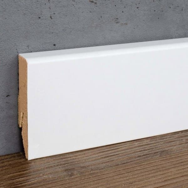 PROVISTON Sockel nr 59 MDF 18 x 58 x 2500 mm vit för att limma, klämma, skruva &amp; spika Belagd MDF-kärna 25 meter | 10 stycken