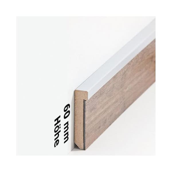 Plinth Frankfurt MDF 13 x 60 x 2500 mm Plinth för vinylgolv av PROVISTON Silverfärgad