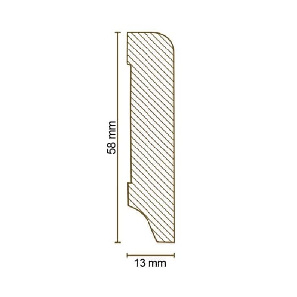PROVISTON MDF-sockel 13 x 58 x 2500 mm Vit att limma, skruva &amp; spikbelagd MDF-kärna 12,5 meter | 5 stycken