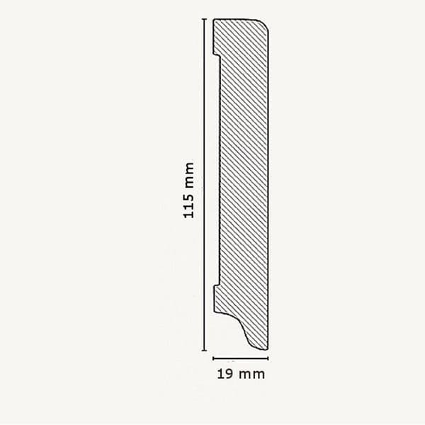 PROVISTON MDF-sockel 19 x 115 x 2500 mm Vit att limma, skruva &amp; spikbelagd MDF-kärna 25 meter | 10 stycken