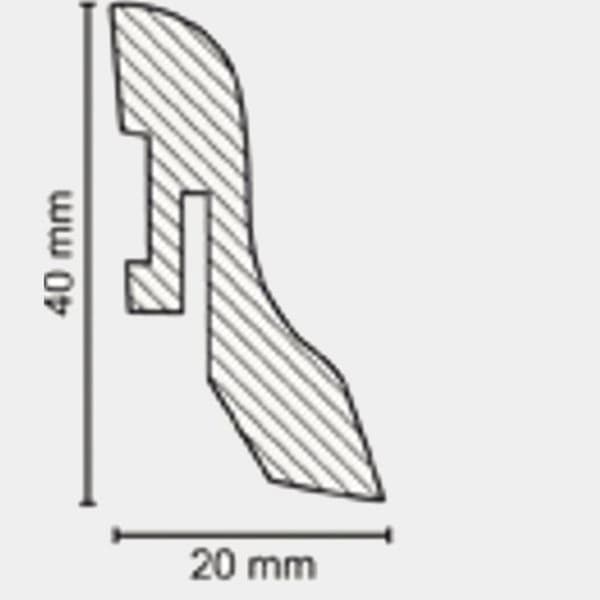 Plinth MDF 20 x 40 x 2500 mm kärna MDF foliebelagd Plinth Äpple av PROVISTON