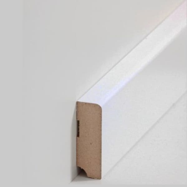 PROVISTON MDF-sockel 19 x 58 x 2500 mm Vit att limma, klämma, skruva &amp; spikbelagd MDF-kärna 62,5 meter | 25 stycken