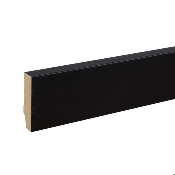 PROVISTON MDF-sockel 16 x 58 x 2500 mm svart för att limma, klämma, skruva &amp; spikbelagd MDF-kärna 25 meter | 10 stycken