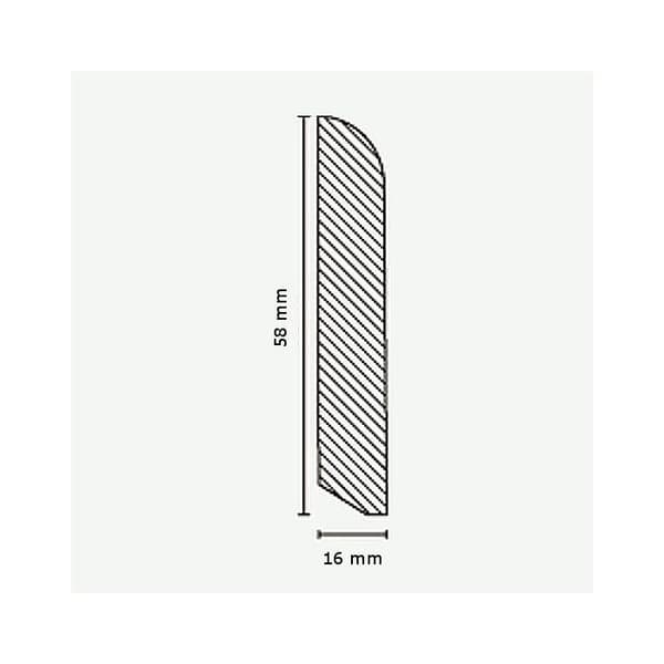 Plint i massivt trä 16 x 58 x 2400 mm vit Plint från PROVISTON