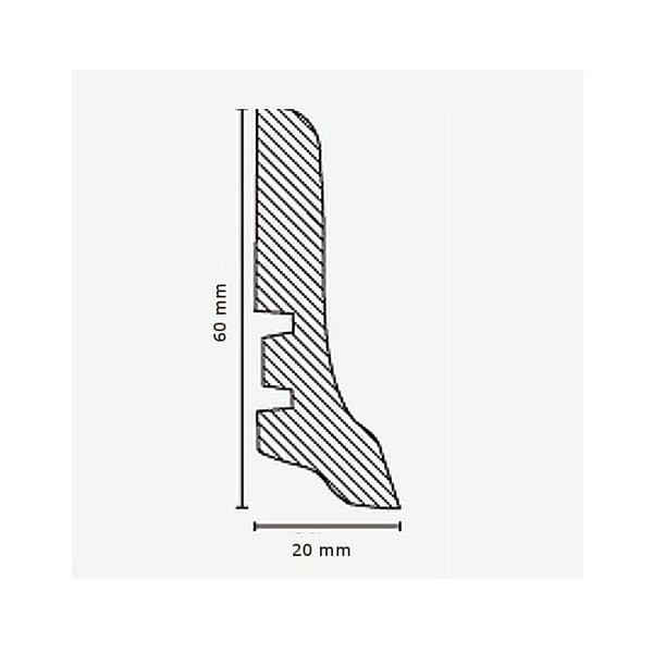 Plint i äkta trä 20 x 60 x 2500 mm bokplint från PROVISTON
