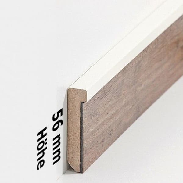 PROVISTON MDF Sockel 13 x 56 x 2500 mm Krämbelagd MDF Core Vinyl Golvlist 12,5 meter | 5 stycken