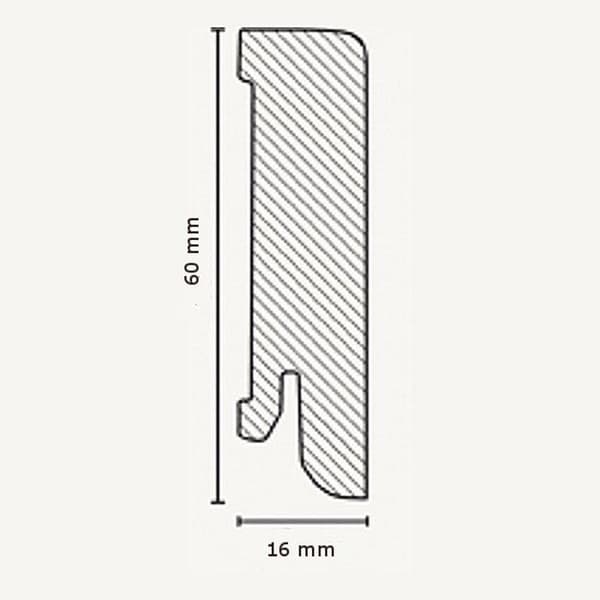 PROVISTON Fanerad träsockel 16 x 60 x 2500 mm Körsbär 12,5 meter | 5 stycken