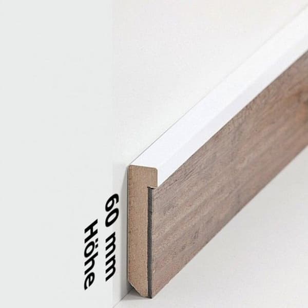 PROVISTON MDF Sockel 13 x 60 x 2500 mm vit Belagd MDF-kärna Sockel för vinylgolv 12,5 meter | 5 stycken