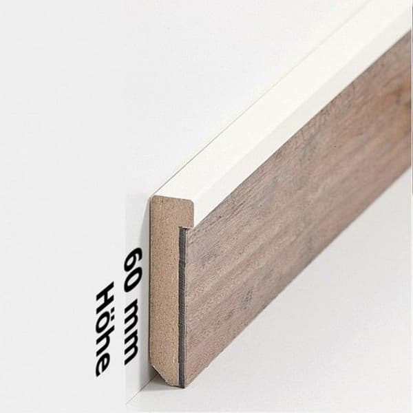 PROVISTON MDF Sockel 13 x 60 x 2500 mm Krämbelagd MDF Core Vinyl Golvlist 62,5 meter | 25 stycken