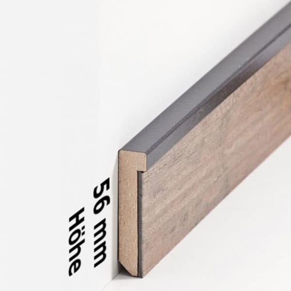 PROVISTON MDF Sockel 13 x 56 x 2500 mm Svartbelagd MDF Sockel för vinylgolv 62,5 meter | 25 stycken