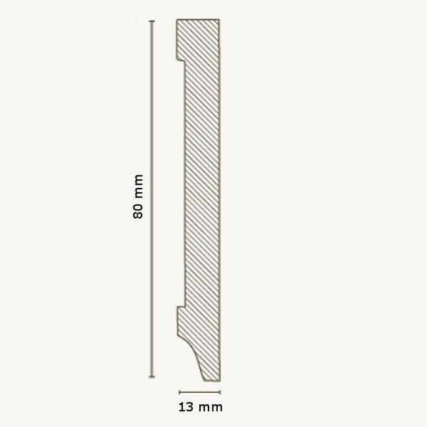PROVISTON MDF-sockel 13 x 80 x 2500 mm Vit att limma, klippa, skruva &amp; spikbelagd MDF-kärna 62,5 meter | 25 stycken