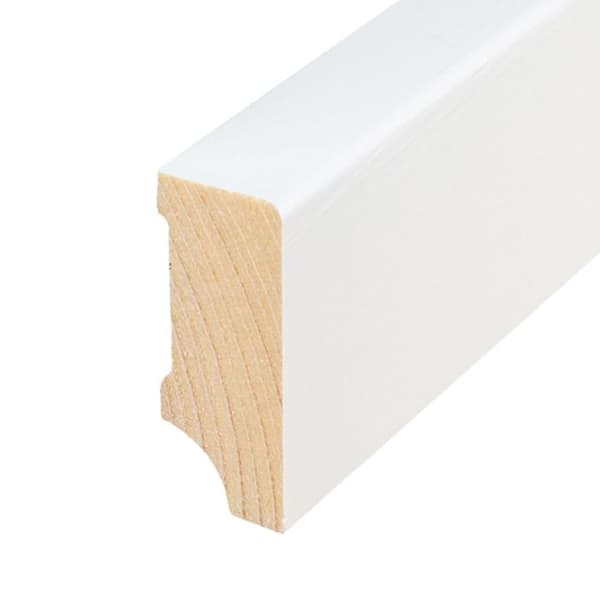 PROVISTON Sockel med vassa kanter 16 x 40 x 2400 mm i vitmålat massivt trä