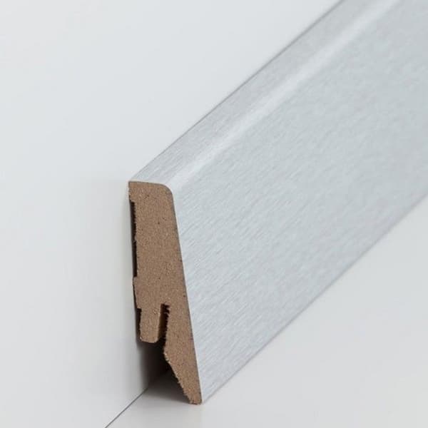 PROVISTON Sockel nr 237 MDF 18 x 58 x 2500 mm silver för att limma, klämma, skruva &amp; spika Belagd MDF-kärna 25 meter | 10 stycken