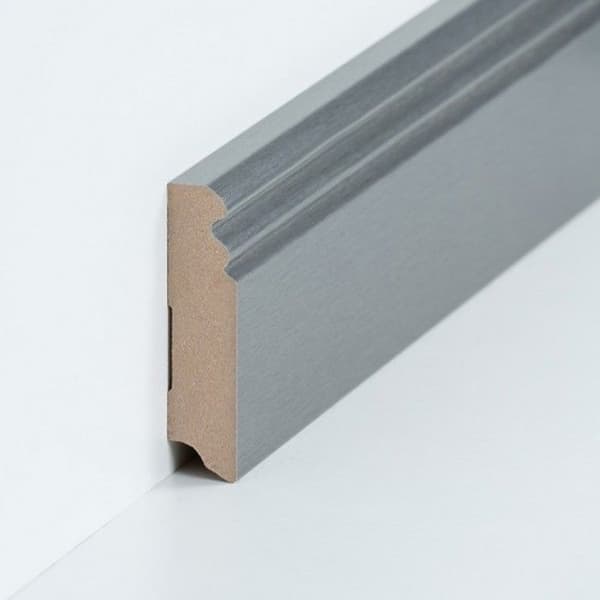PROVISTON MDF-sockel 19 x 80 x 2500 mm silver att limma, skruva &amp; spikbelagd MDF-kärna 12,5 meter | 5 stycken