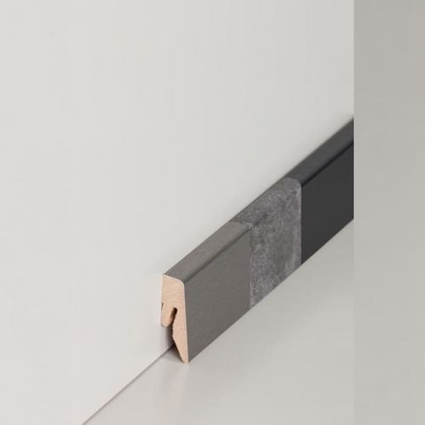 PROVISTON MDF-sockel 15 x 40 x 2500 mm silver för att limma, klämma, skruva &amp; spikbelagd MDF-kärna 62,5 meter | 25 stycken