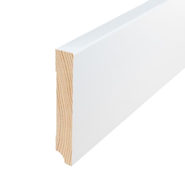 PROVISTON Massiv träsockel 16 x 96 x 2400 mm Vit att limma, skruva &amp; spik 12 meter | 5 stycken