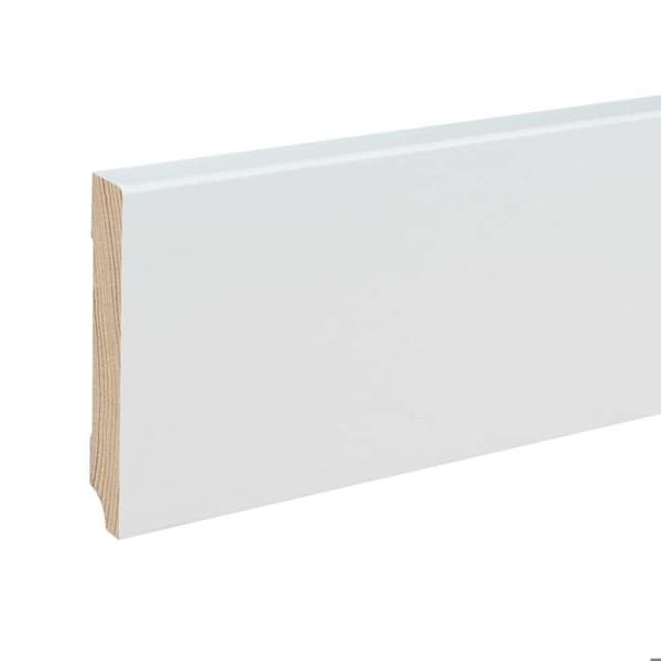 PROVISTON Massiv träsockel 16 x 96 x 2400 mm Vit att limma, skruva &amp; spik 12 meter | 5 stycken
